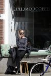 Amsterdam 8 april 2017 
Kimberley Klaver bellend op terras