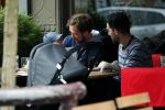 Amsterdam 3 april 2017  
Oscar Aerts met zoontje en Robert de Hoog op terras.