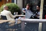 Amsterdam 3 april 2017  
Oscar Aerts met zoontje en Robert de Hoog op terras.