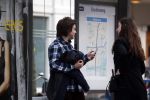 Amsterdam 14 april 2018
Bickel Krabbe wacht samen met zijn vriendin op de tram