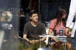 Amsterdam 19 april 2018
Lil Kleine met zijn vriendin jamie Vaes op terras bij George