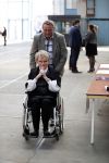 Amsterdam 16 april 2018
Marianne v Wijnkoop in rolstoel bij premiere The Purple color in NDSM loods