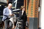 Amsterdam  17 april 2018
Neelie Kroes met een man op terras en op straat op de cornelis schuytstraat