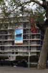 Amsterdam 5 mei 2019
Prins Bernhard zijn hui staat in de steigers en op de steiger vmaakt hij reclame voor zijn boten merk Waterdream.