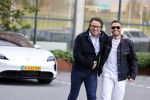 Amsterdam 12 mei 2021
Marco Borsato en Rolf Sanchez arriveren in de porsche Taycan bij Q music