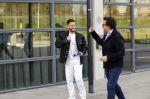 Amsterdam 12 mei 2021
Marco Borsato en Rolf Sanchez arriveren in de porsche Taycan bij Q music