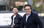 Amsterdam 12 mei 2021
Marco Borsato en Rolf Sanchez arriveren in de porsche Taycan bij Q music