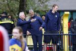Amsterdam 17 april 2024
Staatsbezoek Nederland - Spanje met Koning Willem Alexander Koningin Maxima Koning Filipe en Koningin Letizia van Spanje aan Nederland . Koning Willem Alexander en Koning Felipe bezoeken Cruyff court in betondorp . oa aanwezig Jordy Cruijff Susila Cruijff Frank Rijkaard en Guus Hiddink.