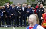 Amsterdam 17 april 2024
Staatsbezoek Nederland - Spanje met Koning Willem Alexander Koningin Maxima Koning Filipe en Koningin Letizia van Spanje aan Nederland . Koning Willem Alexander en Koning Felipe bezoeken Cruyff court in betondorp . oa aanwezig Jordy Cruijff Susila Cruijff Frank Rijkaard en Guus Hiddink.