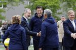Amsterdam 17 april 2024
Staatsbezoek Nederland - Spanje met Koning Willem Alexander Koningin Maxima Koning Filipe en Koningin Letizia van Spanje aan Nederland . Koning Willem Alexander en Koning Felipe bezoeken Cruyff court in betondorp . oa aanwezig Jordy Cruijff Susila Cruijff Frank Rijkaard en Guus Hiddink.