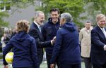Amsterdam 17 april 2024
Staatsbezoek Nederland - Spanje met Koning Willem Alexander Koningin Maxima Koning Filipe en Koningin Letizia van Spanje aan Nederland . Koning Willem Alexander en Koning Felipe bezoeken Cruyff court in betondorp . oa aanwezig Jordy Cruijff Susila Cruijff Frank Rijkaard en Guus Hiddink.