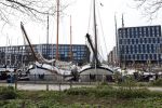 Amsterdam 1 april 2026
Haven op ijburg met daarin grote platbodems
