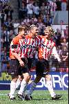 Eindhoven  14 mei 2000
PSV-NEC 2-0
Johann Vogel, Wilfred Bouma en Bjorn vd Doelen blij na 2-0