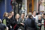 Amsterdam 19 mei 2004
Brad Pitt George Clooney en Matt Damon opnames voor de film ocean's 12. Brad met sigaret