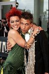 Rotterdam  10 mei 2004
Uitreiking Musical Awards in nieuw Luxor.
Kim Lian v d Weij met sexy jurk en vriend
