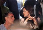 Amsterdam 19 mei 2004
Brad Pitt George Clooney en Matt Damon opnames voor de film ocean's 12.  Lisa Snowdon bij opnames