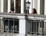 Amsterdam 3 mei 2004
Matt Damon met vriendin Luciana en George Clooney op terras bij het Amstel Hotel.