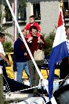 Muiden 9 mei 2004
Koningin Beatrix Prins Constantijn Prinses Laurentien varen met Groene Draeck.