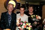 Amsterdam 17 mei 2004
Presentatie boek Rafael v d Vaart 
rafael v d Vaart en Mark v d Heuvel en Freek de Jonge