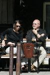 Amsterdam 26 mei 2004
Man Rene Soutendijk met  vrouw op terras in Amsterdam