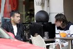 Amsterdam  12 mei 2005
Ajax voetballers Anastasiou en Grygera op terras cafe PC op pc hooftstraat