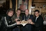 Volendam 13 mei 2005
Opening Paling sound museum. Jan Smit  Piet Veerman en Jan Tuyp met burgemeester Volendam dhr. v Beek