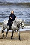 Katwijk 29 mei 2005
Koningin Beatrix paard rijden op het strand van katwijk.