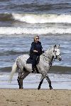 Katwijk 29 mei 2005
Koningin Beatrix paard rijden op het strand van katwijk.