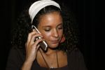 Amsterdam 24 oktober 2006
Miss verkiezing proefdiervrij in Odeon.
Fajah Lourens met gsm