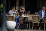 Amsterdam 22 oktober 2013
Connie Breukhoven op terras met haar zoon Marvin