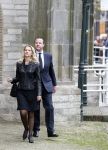 Delft 1 november 2013
Emily Bremers met man bij herdenkingsdienst Prins Friso in grote kerk.