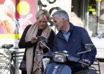 Amsterdam 1 november 2014
Caroline Tensen met haar man Ernst Jan Smids op hun vespa scooter.