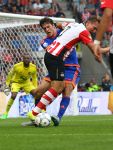 Eindhoven, 30 Augustus 2015
Kompetitie Seizoen 2015/2016
PSV-SC Feyenoord, eindstand 3-1
Luuk de Jong in duel met Eric Botteghin