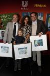 Amsterdam 14 november 2016
Winston Gerschtanowitz presenteerde de nieuwe sinterklaasboeken van Jumbo gemaakt door Katja  en Wim Schuurman Albert Verlinde en Wesley Sneijder die helaas niet aanwezig kon zijn in de Bibliotheek van Amsterdam. Katja had dochter Sammie mee genomen.