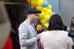 Amsterdam 2 augustus 2017  
Premiere emoji de film in pathe arena. Arjen Lubach met kinderen van zijn vriendin