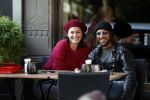Amsterdam 9 november 2017
Fockeline Ouwerkerk met haar stylist Tommie Driessen op terras
