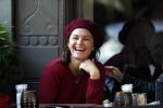 Amsterdam 9 november 2017
Fockeline Ouwerkerk met haar stylist Tommie Driessen op terras