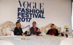 Amsterdam 6 oktober 2017 
Event van de Nederlandse Voque met Fiona Hering Hoofdredactrice Karin Swerink en Viktor & Rolf met hun hondje. Het event vindt plaats in het Amstel Hotel