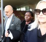 Antwerpen, 10 Oktober 2019
Imanuelle Grives met een vriendin en haar advocaat  John Maes