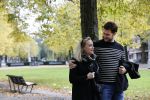 Amsterdam 15 oktober 2020
Eva Jinek en haar vriend Dexter van der Voorn wandelend in Amsterdam zuid