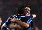 Eindhoven 26 oktober 1999
PSV-Bayern Munchen, eindstand
Ruud v Nistelrooy wordt omhelsd door Luc Nilis nadat hij PSV op 1-0 heeft gebracht