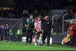 Eindhoven, 9 november 2000
Champions League PSV-Anderlecht, eindstand
 Kevin Hofland na rode kaart met Mart v d Heuvel