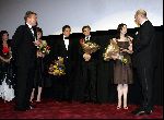 Amsterdam 8 november 2004
Premiere Bridget Jones  in tuschinski.
Renee Zellweger en Colin Firth en Hugh Grant Rene Mioch en Jack Godrie