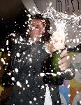 Amsterdam 10 november 2005
Presentatie dvd Gerard Joling en Gordon bij Fame.
Gordon met champagne