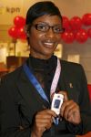 Amsterdam 5 oktober 2006
Sylvana Simons bij presentatie Pink Ribbon Samsung en KPN.