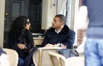 Amsterdam 10 oktober 2013
Badr hari op terras met de vriendin van Ronnie Rosenbaum