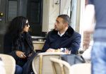 Amsterdam 10 oktober 2013
Badr hari op terras met de vriendin van Ronnie Rosenbaum