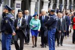 Den Haag 17 september 2013
Prinsjesdag op het binnenhof.
Geert Wilders met zijn vrouw en beveiliging