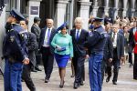 Den Haag 17 september 2013
Prinsjesdag op het binnenhof.
Geert Wilders met zijn vrouw en beveiliging