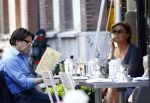 Amsterdam 9 september 2013
Pierre Bokma op terras met ......